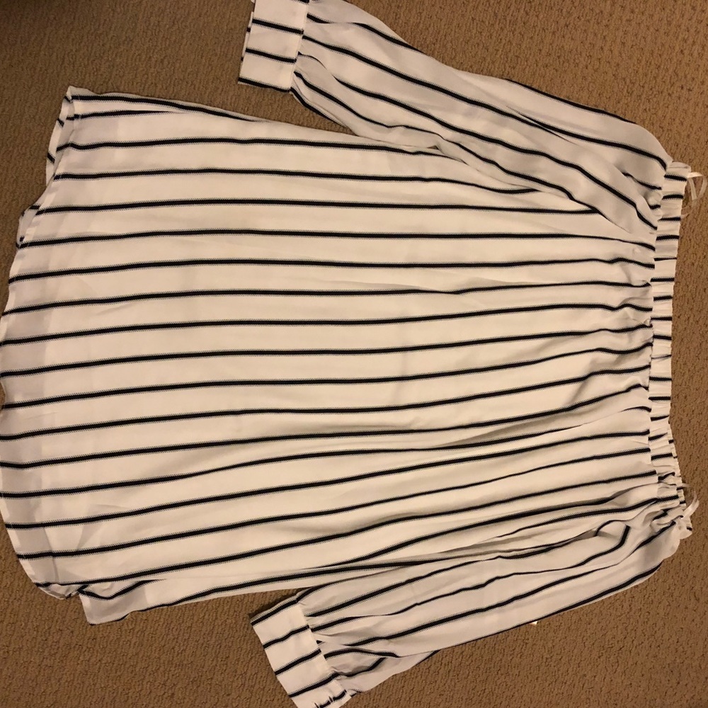 Ivory/black off the shoulder f21 dress